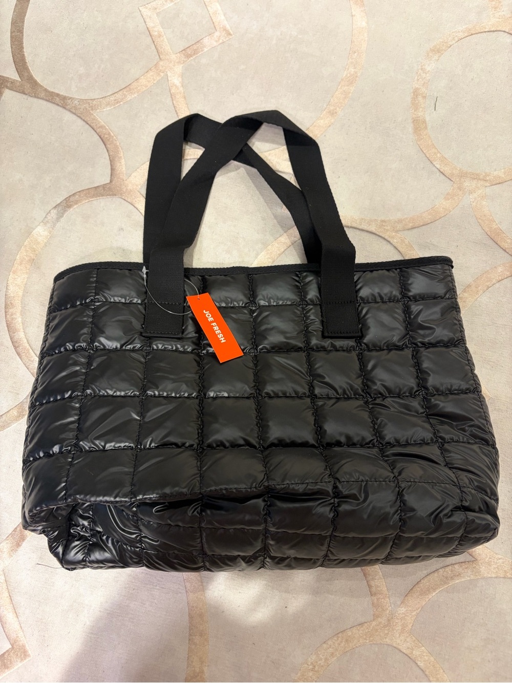 Joe Fresh Black Quilted Puffer Tote BNWT